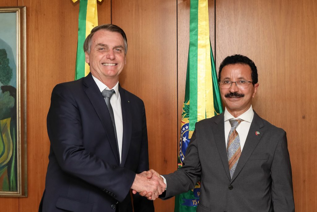 Bolsonaro (esq.) se reuniu com Sulayem, da DP World