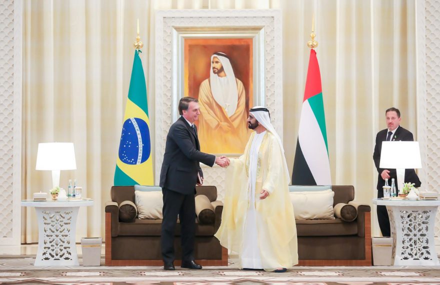 Jair Bolsonaro com o emir de Dubai e vice-presidente dos Emirados, Mohammed Bin Rashid Al Maktoum
