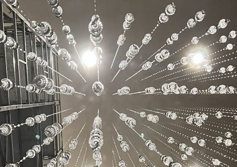 Asfour Chandelier being installed in Cyrela residential development