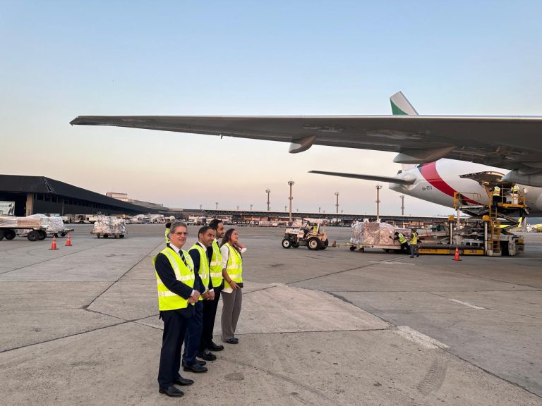وصلت طائرة الإمارات العربية المتحدة محملة بالتبرعات إلى مطار غواروليوس الدولي يوم السبت 18 أيار/مايو.