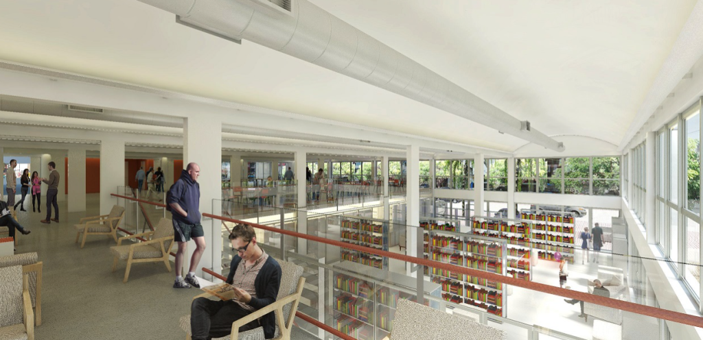 Uma biblioteca fará parte do centro, que contará com áreas de exposição e convivência e um auditório