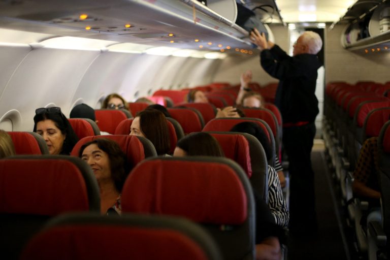 CE - FORTALEZA - 04/25/2024 - FORTALEZA, AIRPORT MOVEMENT - Internal view of a Latam plane at Pinto Martins International Airport in Fortaleza (CE), this Thursday (25). The airport had a record number of international flights in the 1st quarter of 2024, recording the most impressive performance in the post-pandemic era in relation to international flights. In the months of January, February and March, there were more than 100 thousand passengers, in around 550 international landings and takeoffs in the capital of Ceara. The increase was more than 50% compared to the same period in 2023, which recorded 66,311 passengers. Photo: Marlon Costa/AGIF (Photo by Marlon Costa / AGIF / AGIF via AFP)