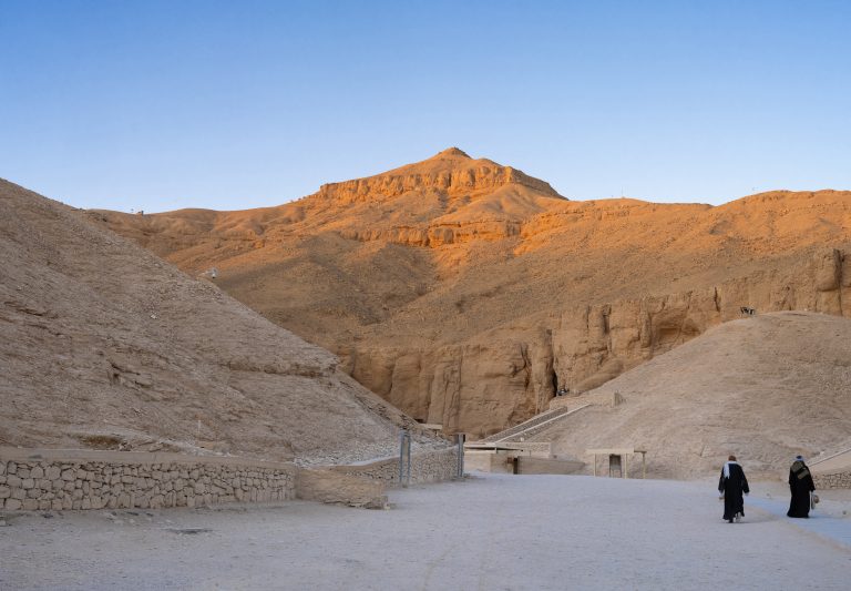 Valley of the Kings, containing the rock-cut tombs of pharaohs and nobles, 18th - 20th dynasties, New Kingdom, c. 16th-12th century BC, in the Theban Necropolis, Thebes, Luxor, Egypt. The site contains at least 65 tombs and chambers, in the West Valley and East Valley. In the centre is El Qurn, or The Horn, a pyramidal mountain in the Theban hills, above the Valley of the Kings. Thebes is listed as a UNESCO World Heritage Site. Picture by Manuel Cohen (Photo by Manuel Cohen / Manuel Cohen / Manuel Cohen via AFP)