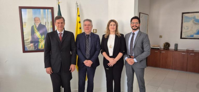 Mohamad Mourad (L), Milton Coutinho, Helaine Galerani, and Rafael Solimeo at the Brazilian Embassy in Muscat: meetings to enhance bilateral exchanges