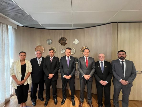 Fernanda Baltazar, Mohamad Abdouni Neto, Mohamad Mourad, Maen Masadeh, William Adib Dib Junior, Nahid Chicani e Bassel Latif: encontro para estreitar laços comerciais