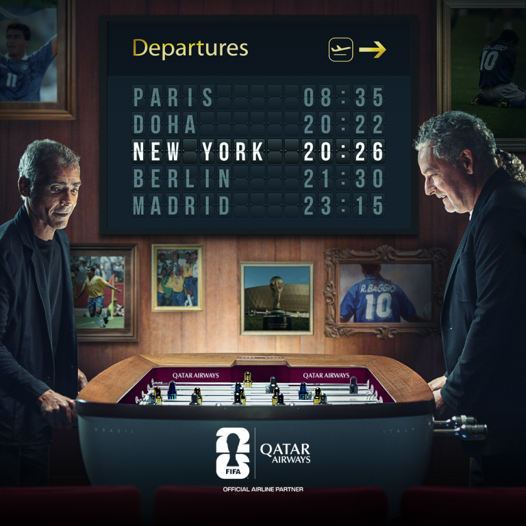 Qatar Airways launches campaign featuring Romário Romário (L) and Roberto Baggio (R) are in the Qatar Airways campaign
