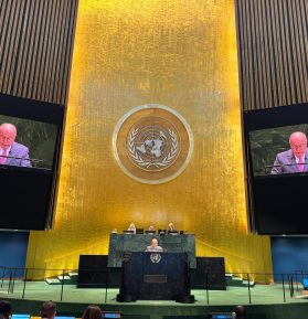 Mauro Vieira, durante discurso: defesa da criação de dois Estados dentro das regras do direito internacional