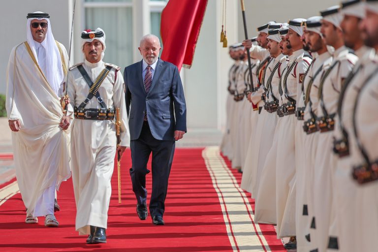 Brazil’s Lula, Qatari emir talk mutual cooperation Al-Thani (L) and Lula (R) during an official visit ceremony in 2023: Lula showed solidarity following the recent attack in Doha