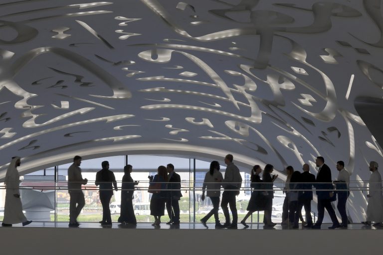UAE launches new visas for specialists Delegates walk through the Museum of the Future in Dubai during the Artificial Intelligence Forum held on October 11, 2023. (Photo by Karim SAHIB / AFP)