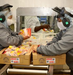 Funcionários manipulam carne de frango em fábrica no Paraná: estado foi o principal exportador brasileiro do produto 