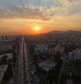 Aerial view of key government and cultural sites in Damascus