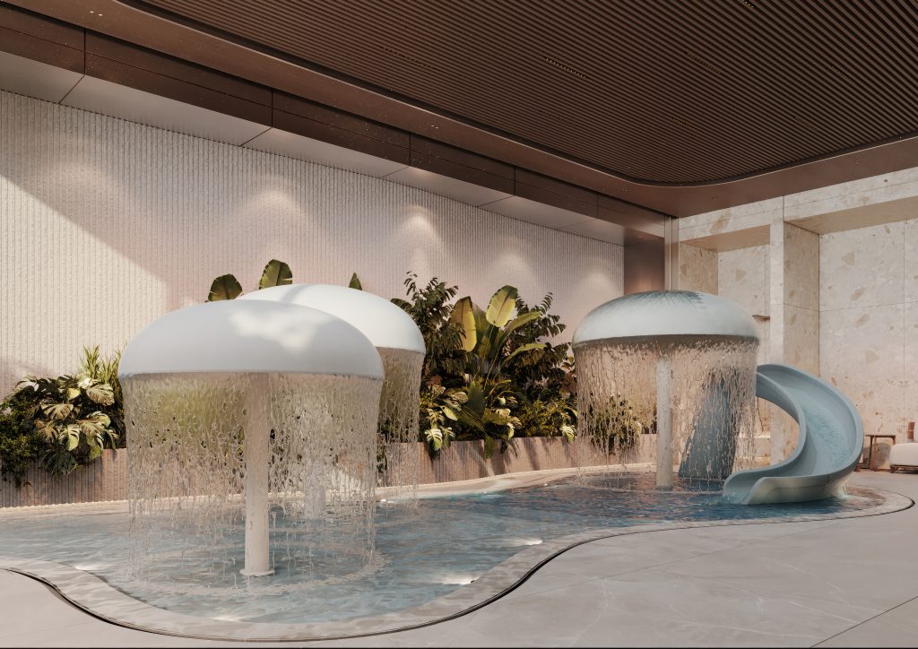 Perspectiva de piscina infantil: parceria une arquitetura, interiores e estilo de vida