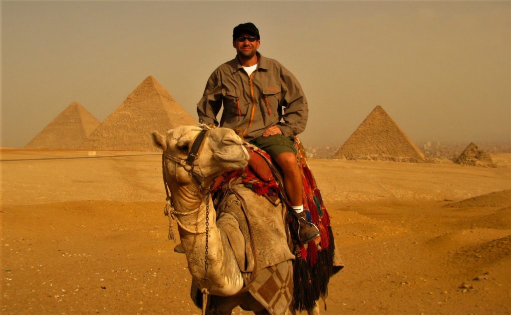 Adriano Lucchesi at the pyramids in Egypt: The country is a classic destination