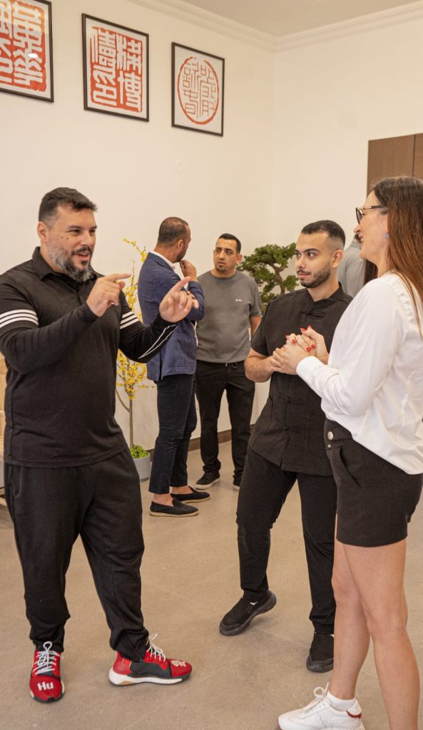 Tiago Quintela (L) teaching ving tsun